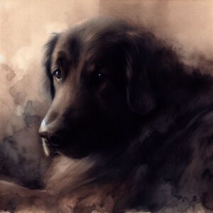 Do Dogs Grieve the Loss of Other Dogs Aquarelle-showing-the-head-of-a-mourning-dog-in-somber-colours