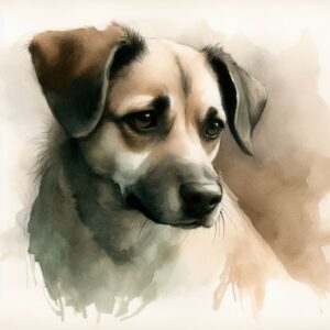 Do Dogs Mourn the Death of Their Owners Grieving-dog-Sad-Looking-dog-aquarelle-in-somber-tones